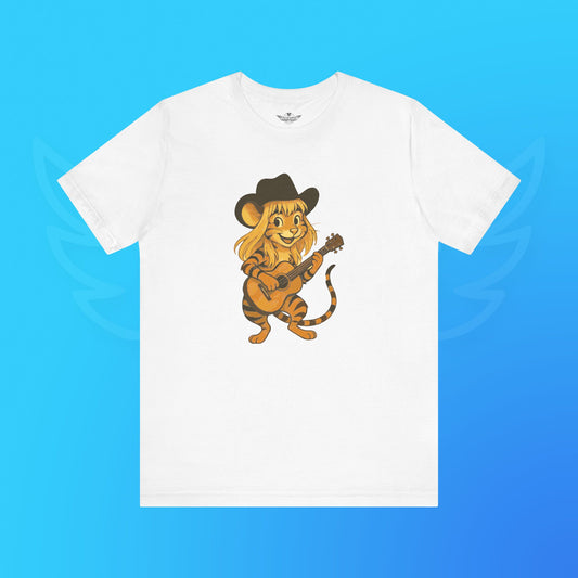 Jenny die Tigermaus - Das Original! Adorable Guitar Playing Tiger Tee, Cute Animal Shirt, Gift for Music Lovers, Fun Summer Top
